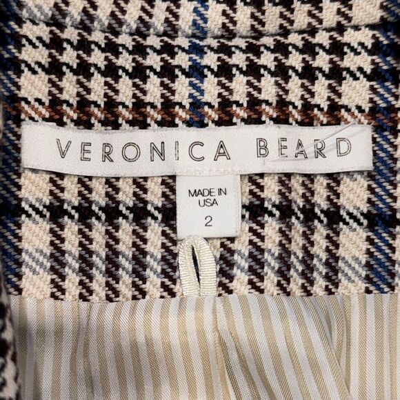 New Veronica Beard FULLER CHECK SINGLE-BUTTON DICKEY JACKET Cream Blue/ Rose Sz2 - Picture 15 of 16